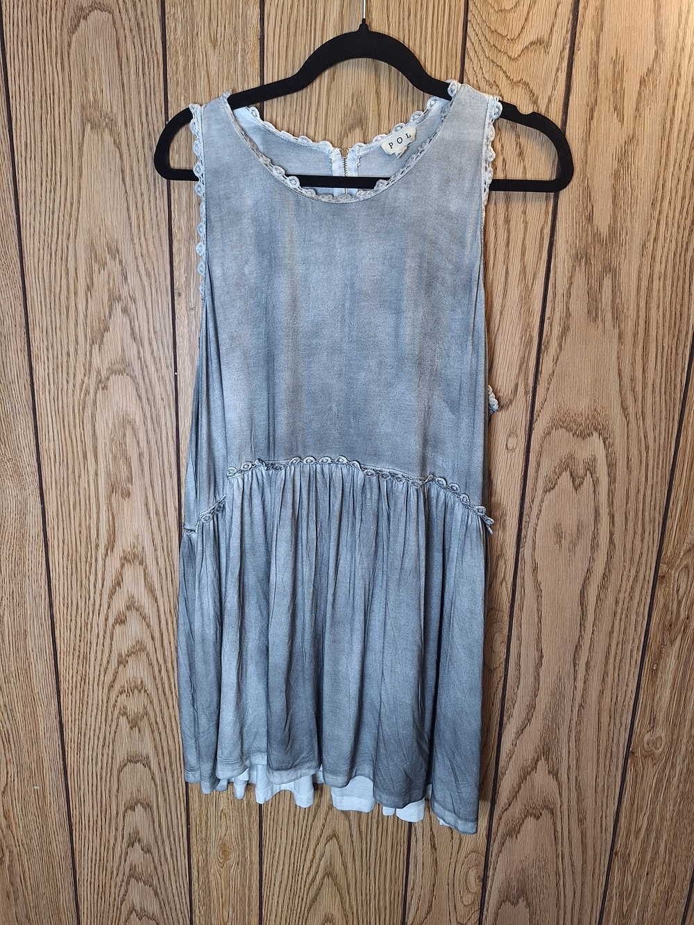 POL Grey Washed Sleeveless Babydoll Blouse Size 3XL